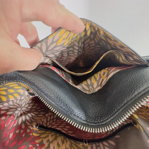 Lodis Siera Purse Genuine Black Leather Tote Bag, Luggage Pass-Through on Back - Picture 13 of 14